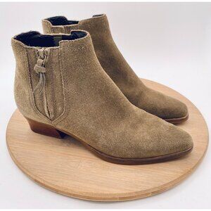 Cole Haan Hadlyn Boots Womens 8.5 Beige Suede Ankle Chelsea Zip